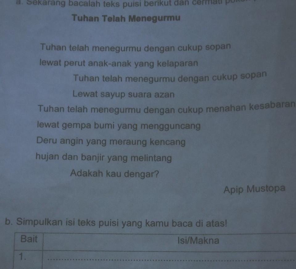 Detail Puisi Tuhan Telah Menegurmu Nomer 27