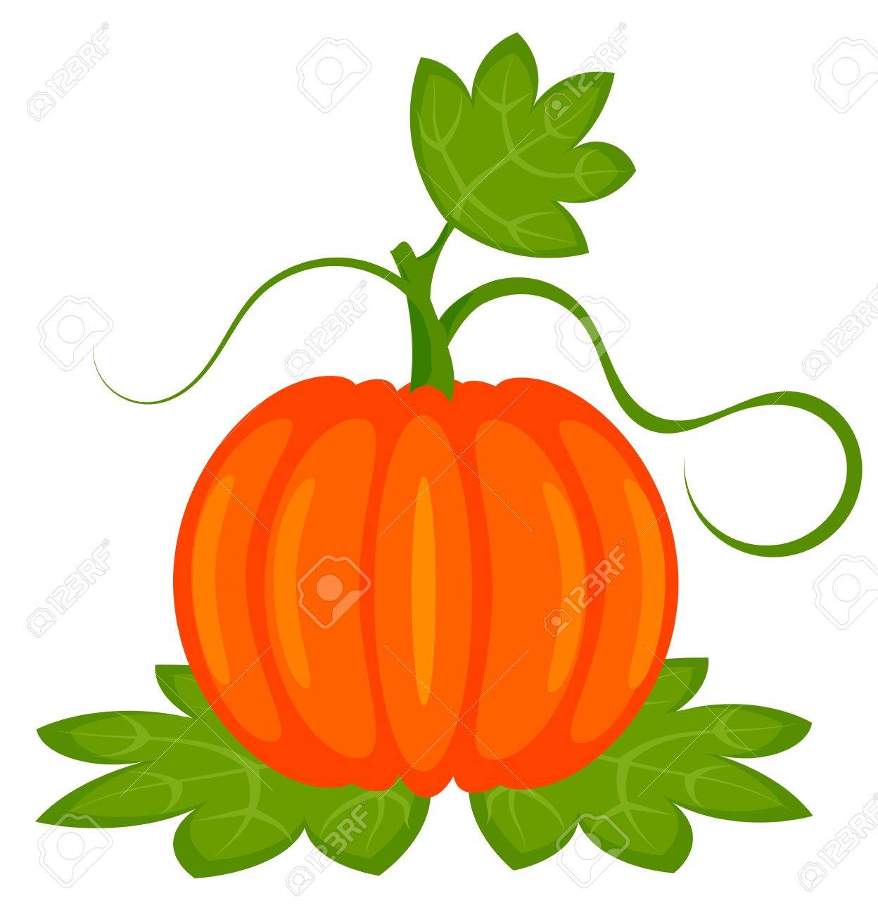 Detail Pumpkin With Leaves Clipart Nomer 10