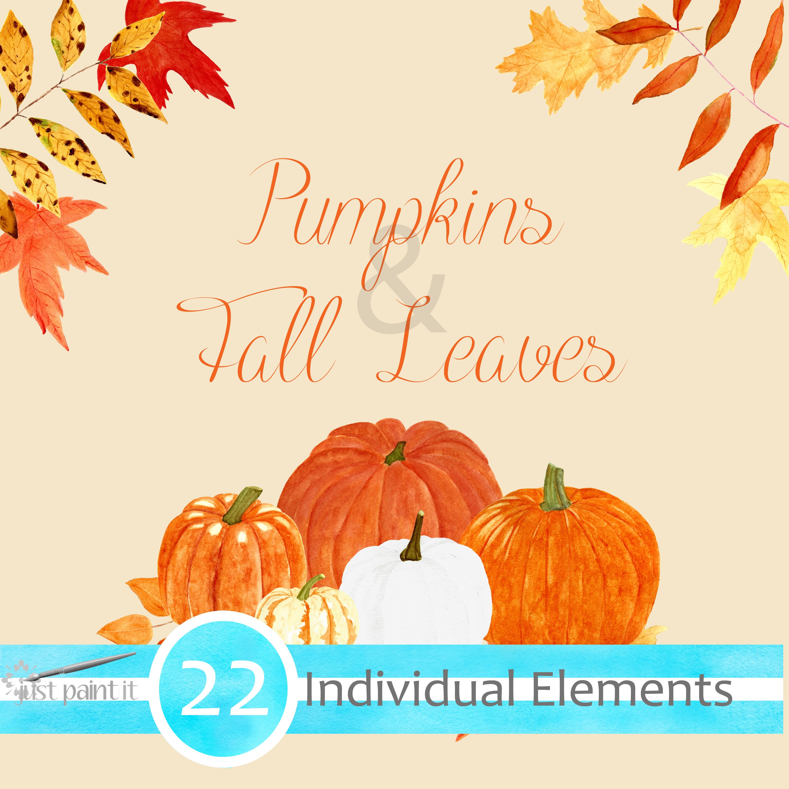 Detail Pumpkin With Leaves Clipart Nomer 49