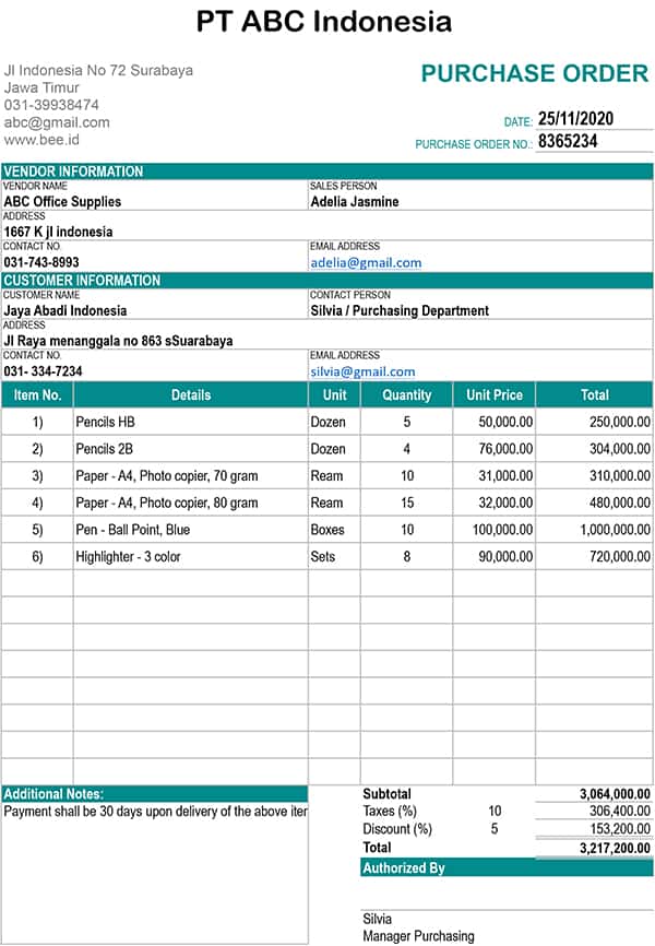 Detail Purchase Order Contoh Po Nomer 54