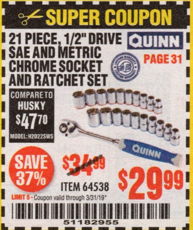 Detail Quinn 21 Piece Chrome Socket Set Nomer 16