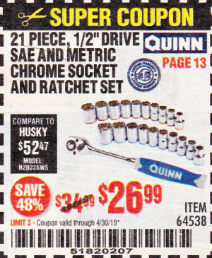 Detail Quinn 21 Piece Chrome Socket Set Nomer 17