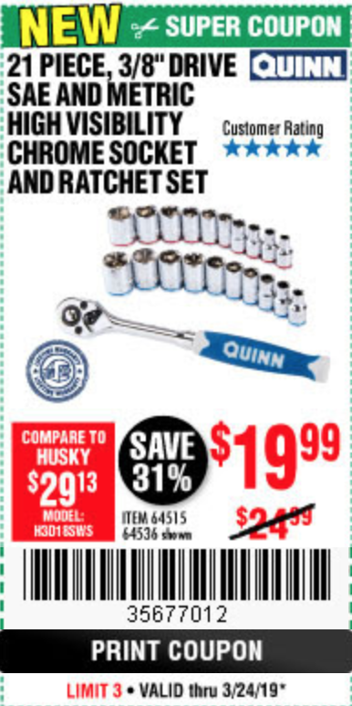 Detail Quinn 21 Piece Chrome Socket Set Nomer 21