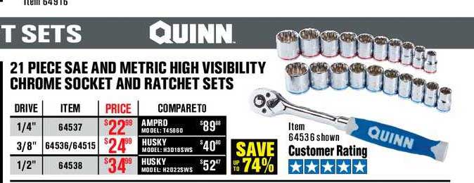 Detail Quinn 21 Piece Chrome Socket Set Nomer 55