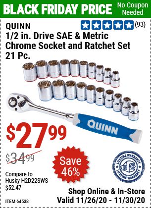 Detail Quinn Chrome Socket Set Nomer 21