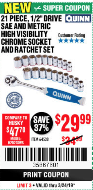 Detail Quinn Chrome Socket Set Nomer 28