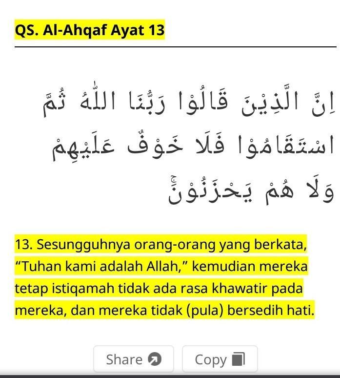 Detail Quran Surat Al Ahqaf Ayat 13 Nomer 5