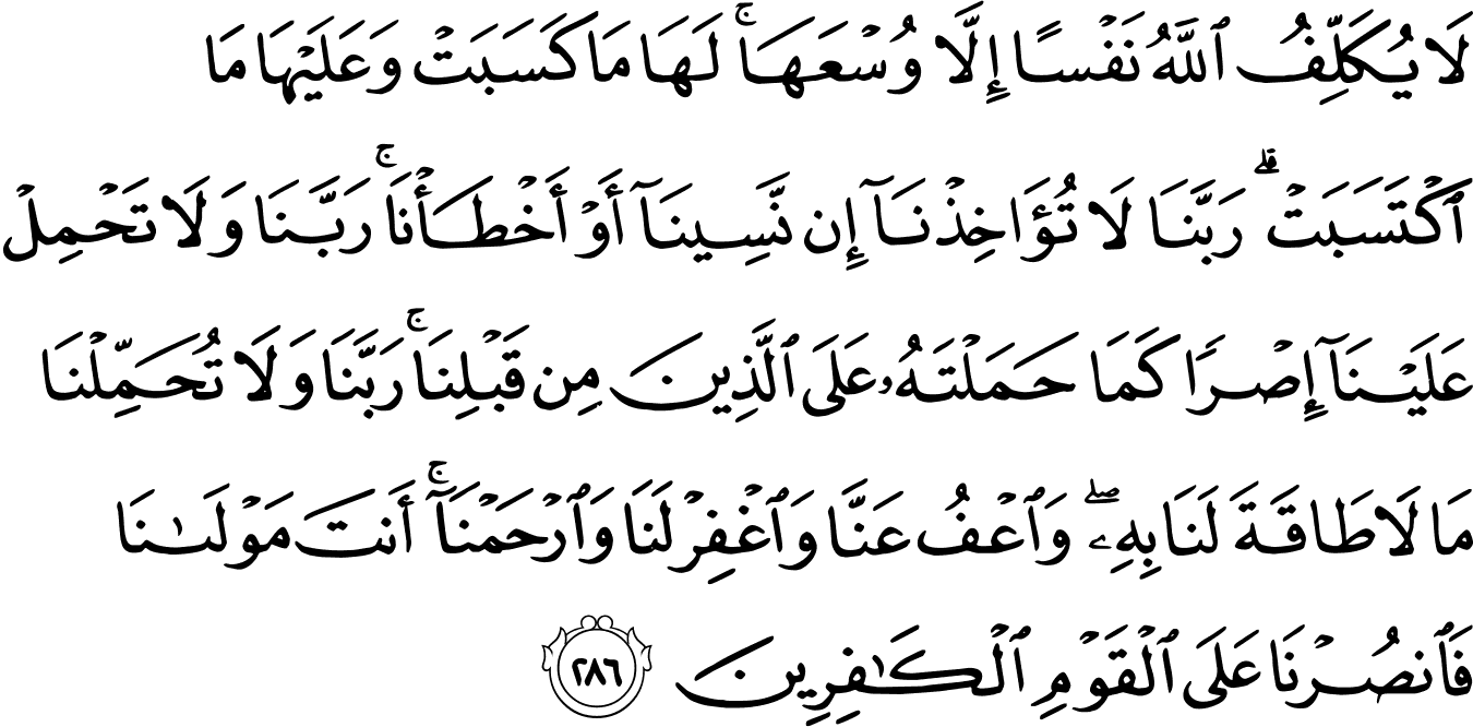 Detail Quran Surat Al Baqarah Ayat 286 Nomer 2