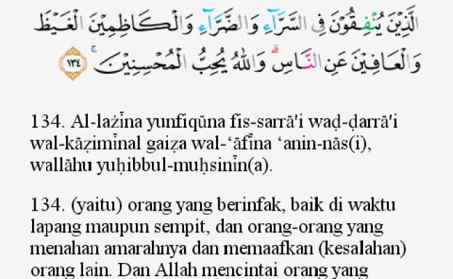 Detail Quran Surat Al Imran Ayat 134 Nomer 5