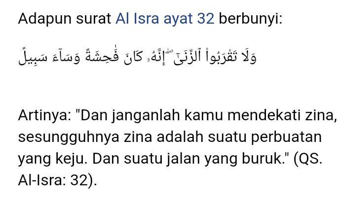 Detail Quran Surat Al Isra Ayat 32 Nomer 17