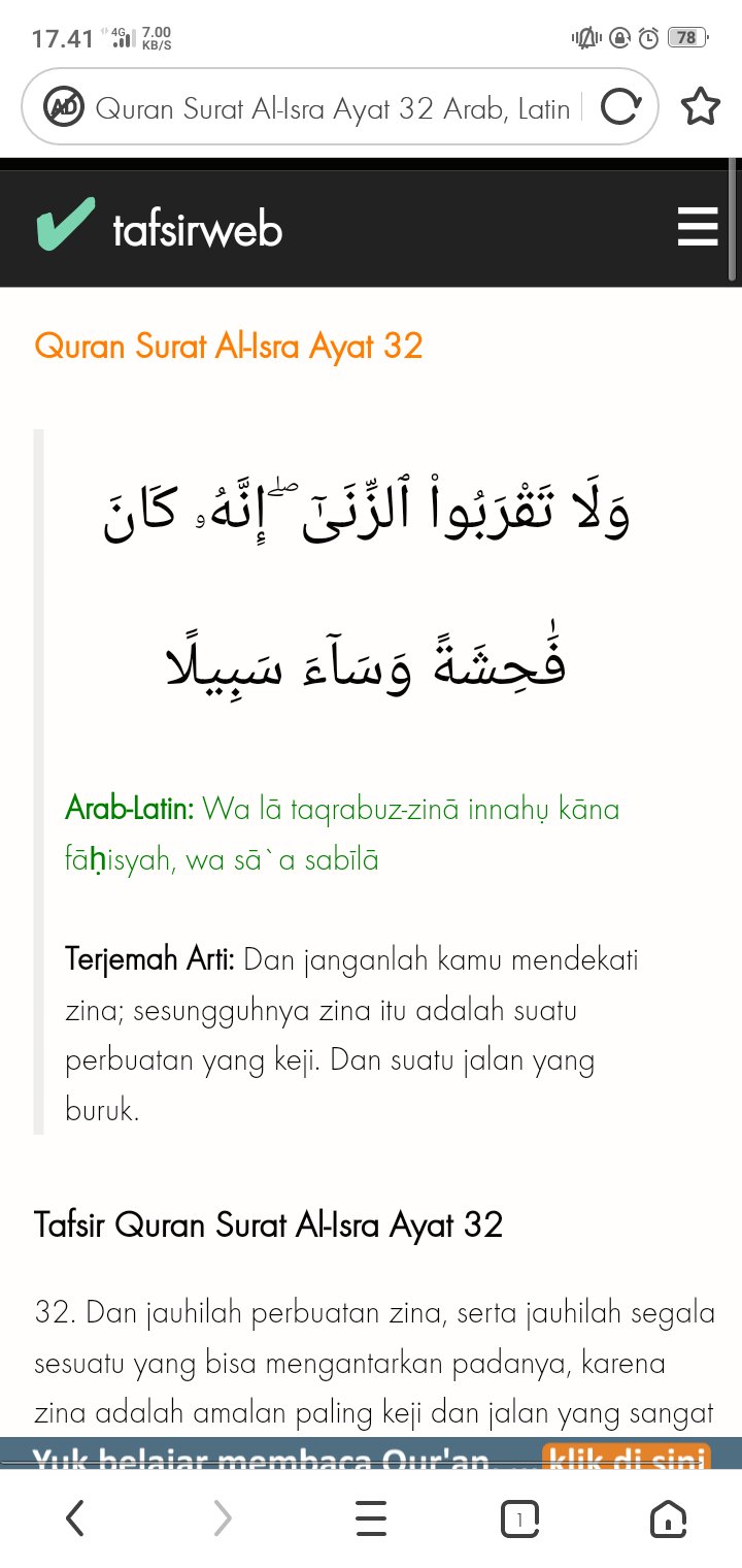 Detail Quran Surat Al Isra Ayat 32 Nomer 19