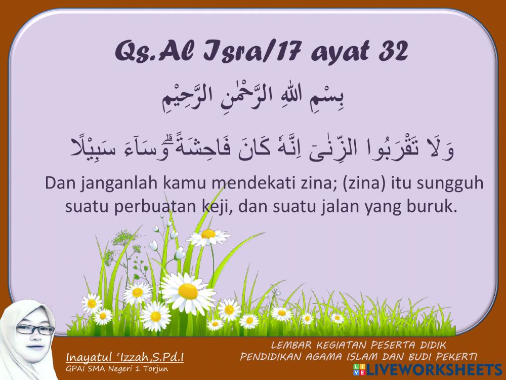 Detail Quran Surat Al Isra Ayat 32 Nomer 9