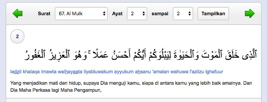 Detail Quran Surat Al Mulk Ayat 2 Nomer 9