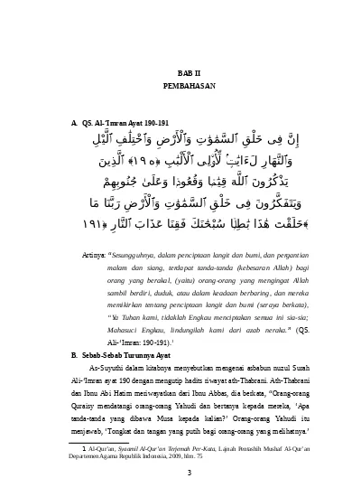 Detail Quran Surat Ali Imran Ayat 190 Sampai 191 Nomer 11