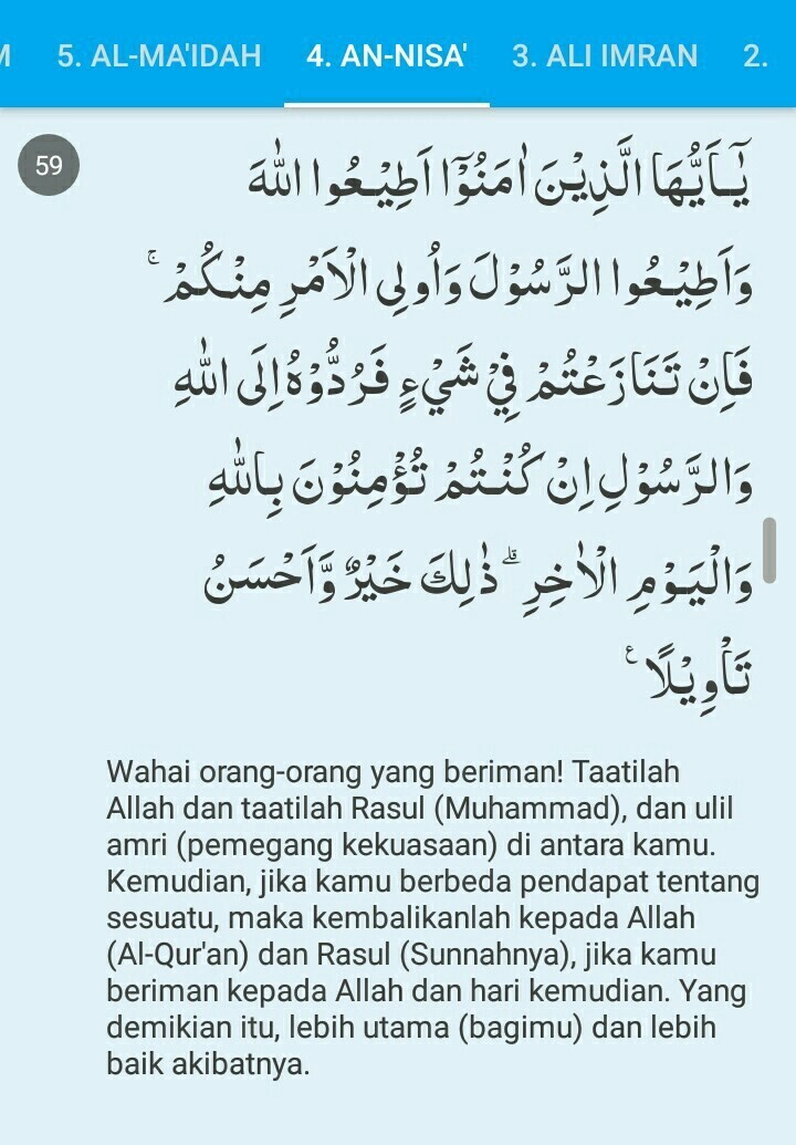 Detail Quran Surat An Nisa Ayat 59 Nomer 10