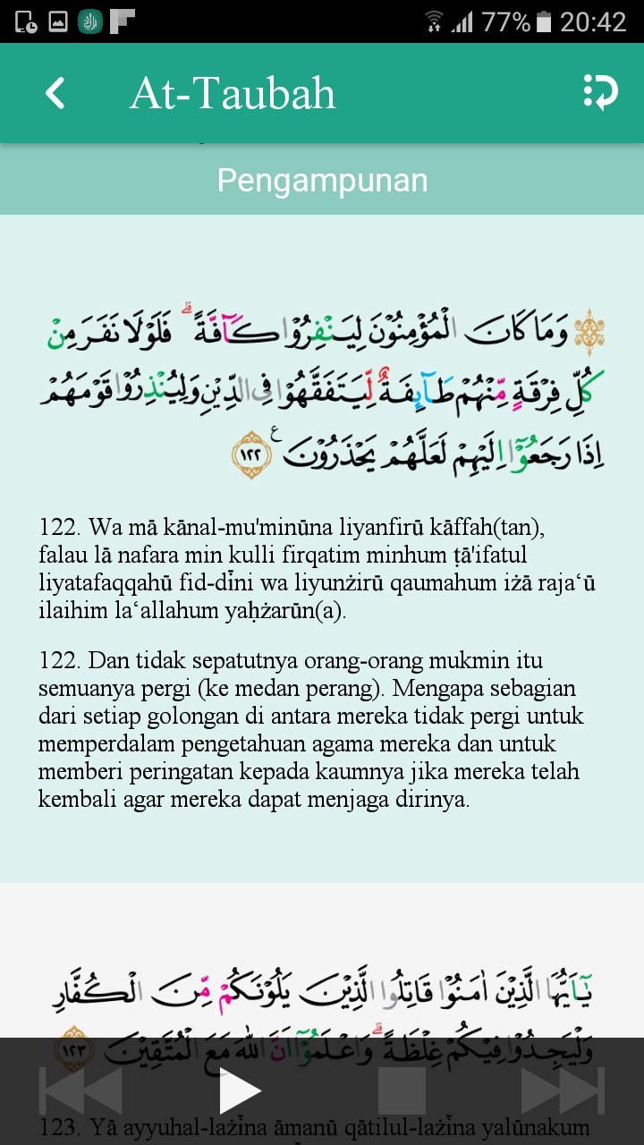 Detail Quran Surat At Taubah Ayat 122 Nomer 9