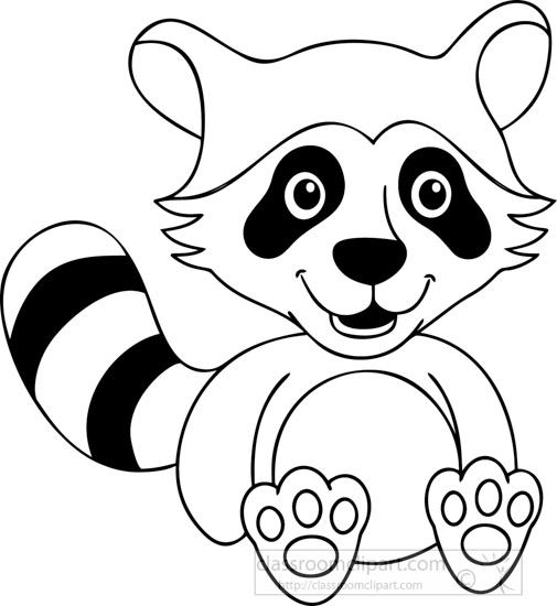 Detail Raccoon Black And White Clipart Nomer 4