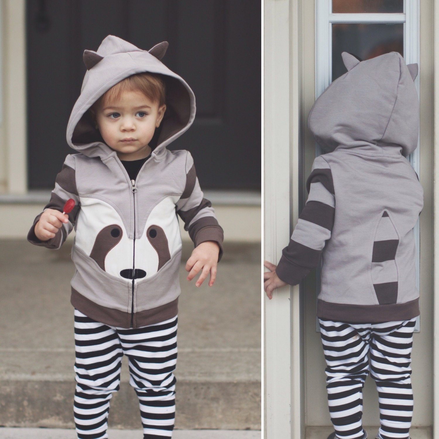 Detail Raccoon Hoodie With Ears Nomer 11