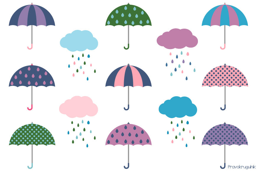 Detail Rain And Umbrella Clipart Nomer 11