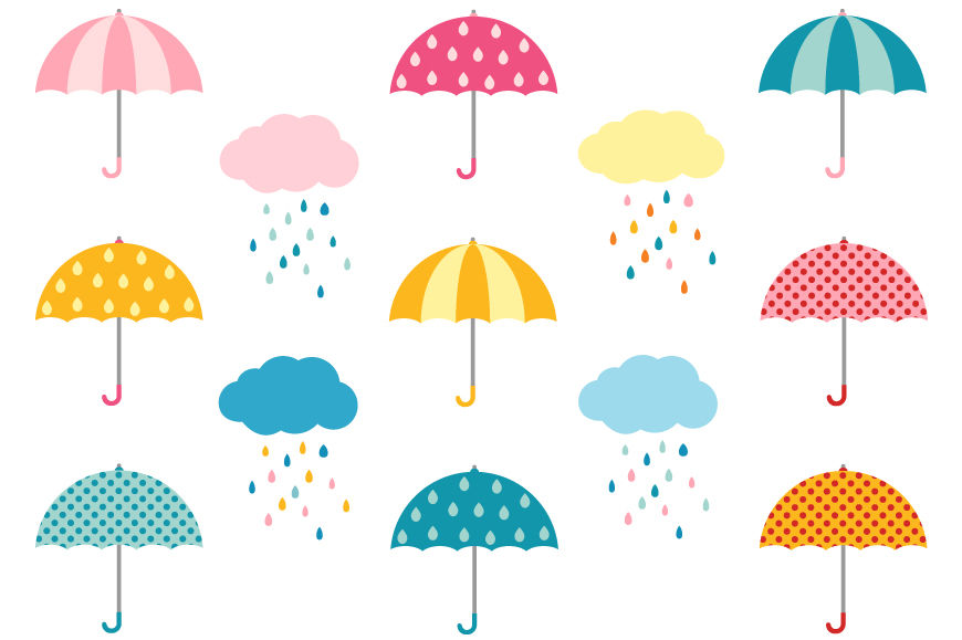 Detail Rain And Umbrella Clipart Nomer 15