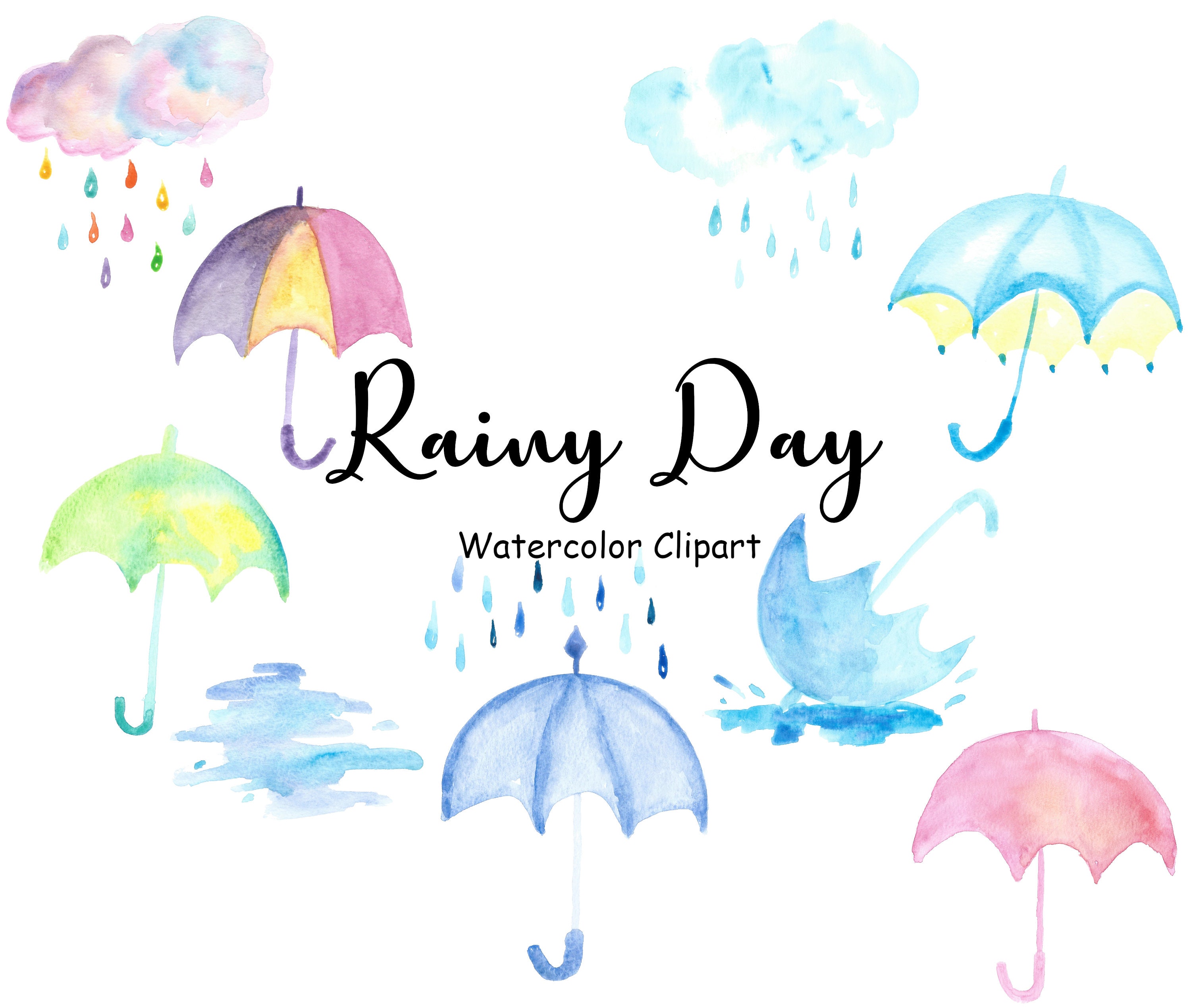 Detail Rain And Umbrella Clipart Nomer 34