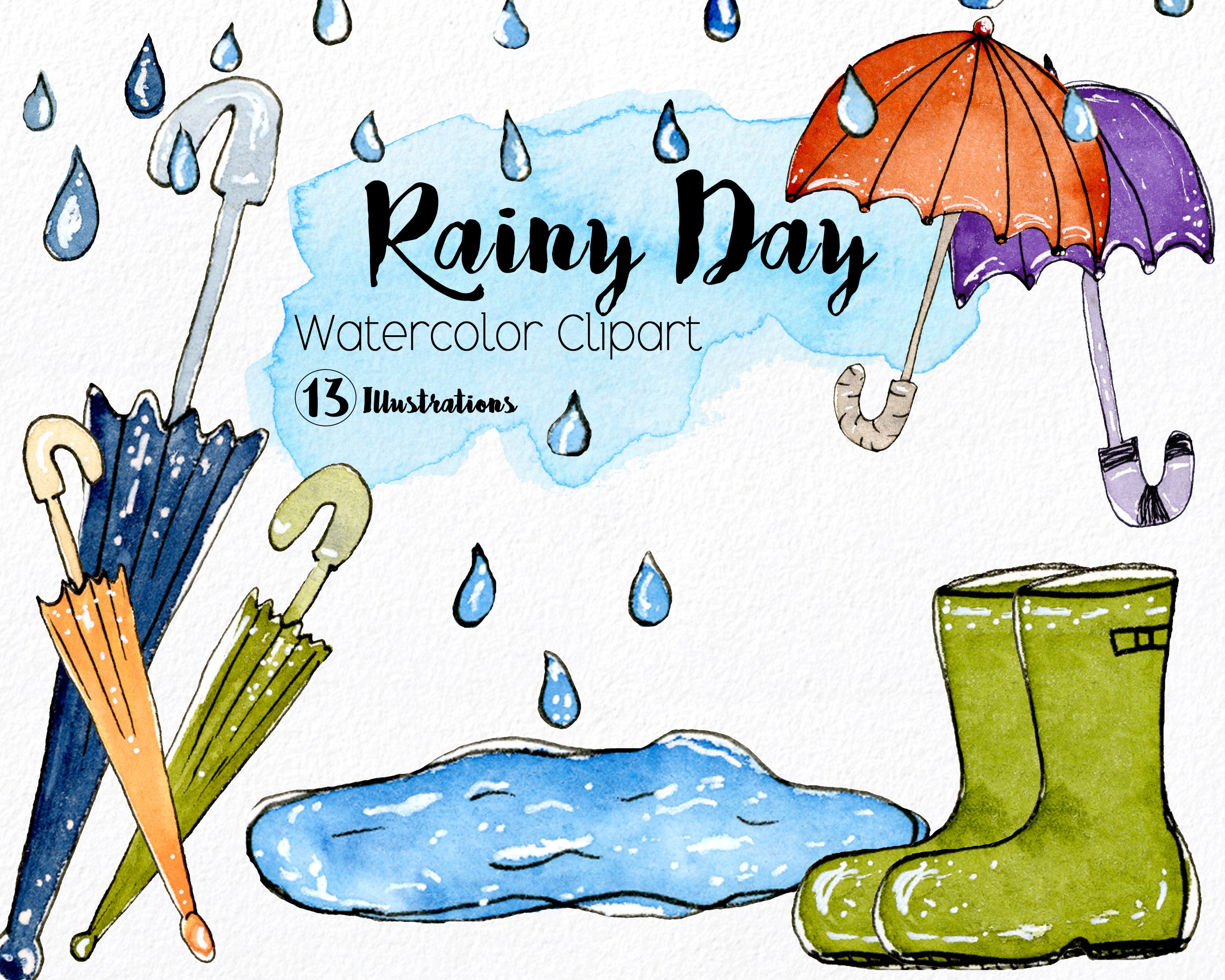 Detail Rain And Umbrella Clipart Nomer 39