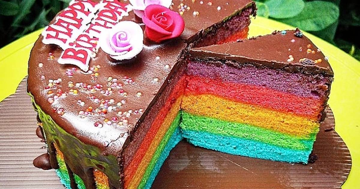 Detail Rainbow Cake Coklat Ulang Tahun Nomer 15