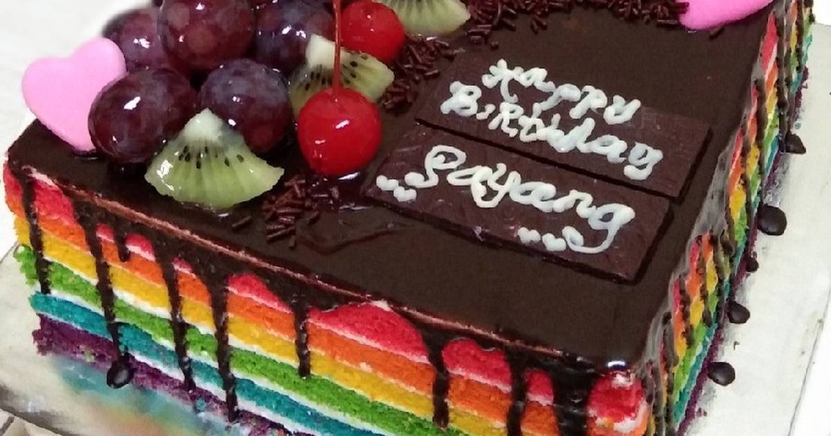 Detail Rainbow Cake Coklat Ulang Tahun Nomer 6