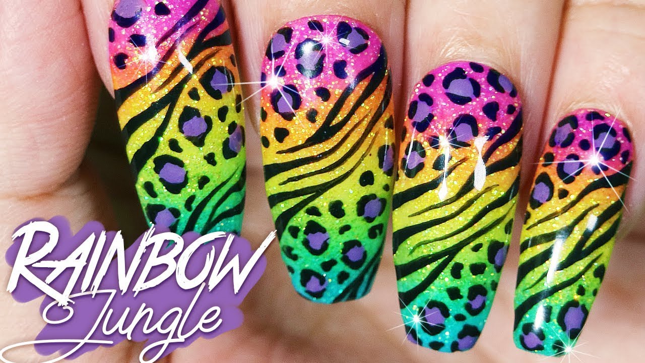 Detail Rainbow Cheetah Print Nails Nomer 2
