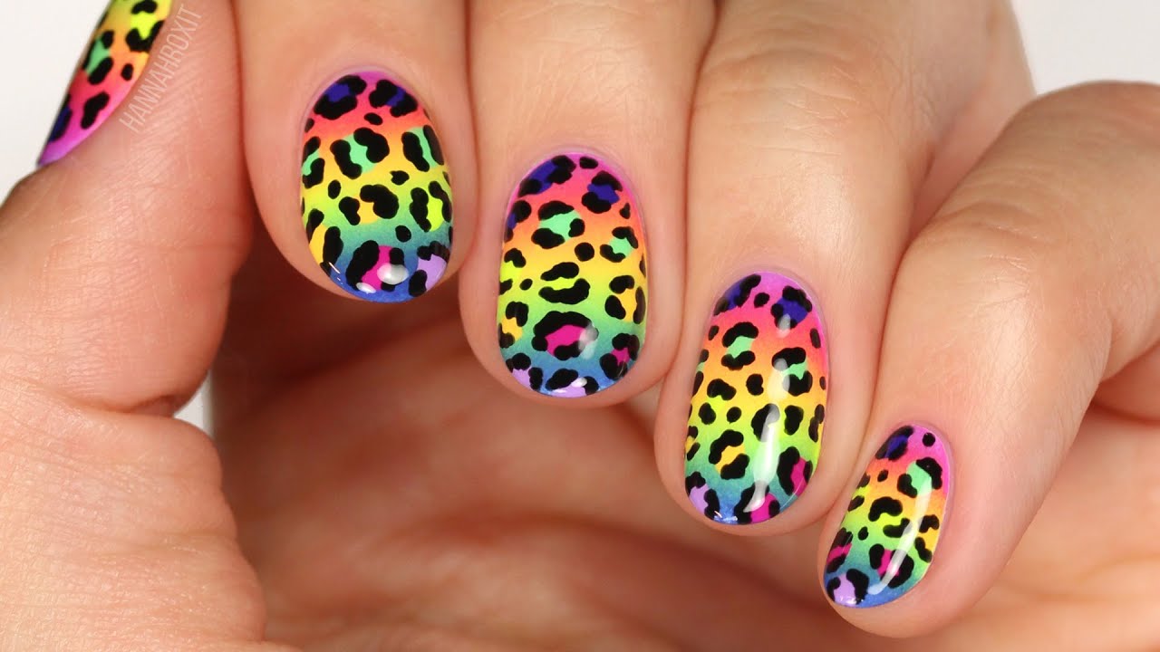 Detail Rainbow Cheetah Print Nails Nomer 10