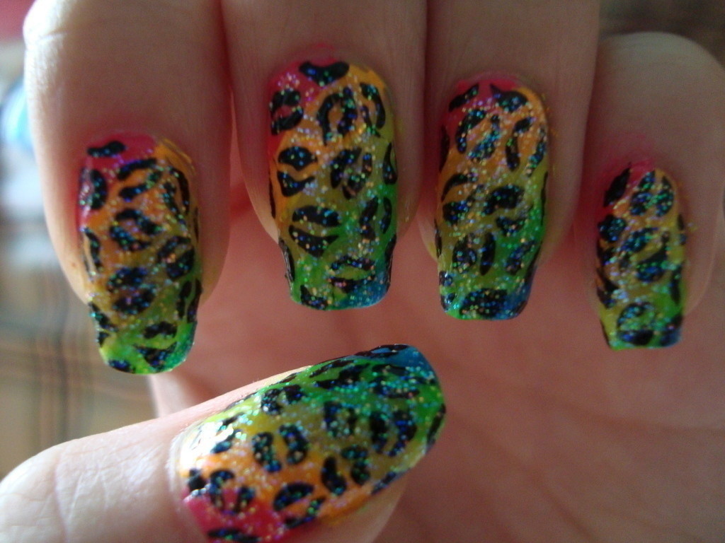 Detail Rainbow Cheetah Print Nails Nomer 11