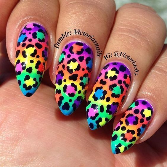 Detail Rainbow Cheetah Print Nails Nomer 12