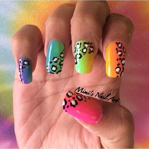 Detail Rainbow Cheetah Print Nails Nomer 13