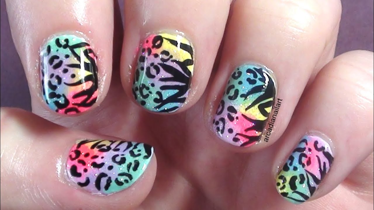 Detail Rainbow Cheetah Print Nails Nomer 16