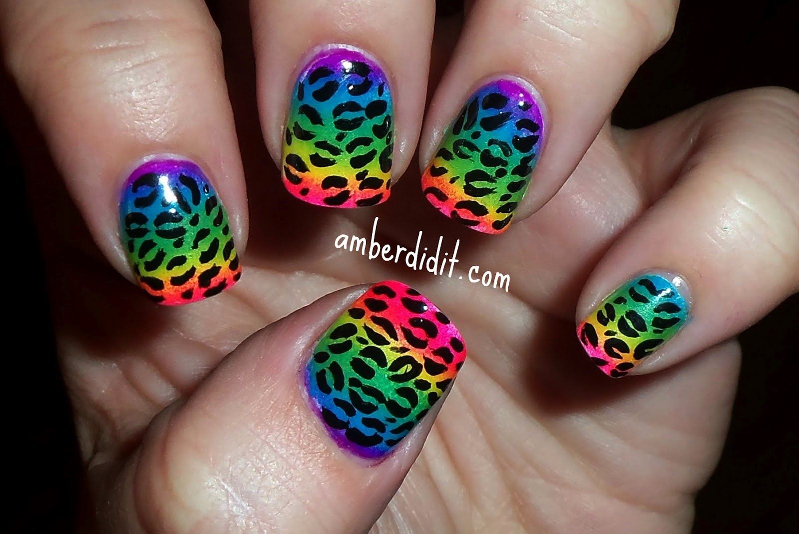 Detail Rainbow Cheetah Print Nails Nomer 3