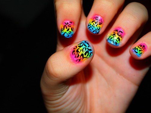 Detail Rainbow Cheetah Print Nails Nomer 18