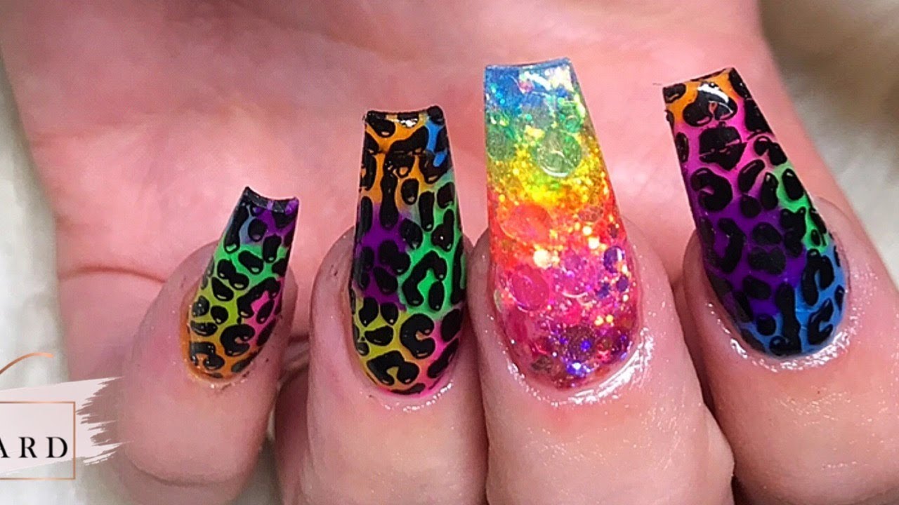 Detail Rainbow Cheetah Print Nails Nomer 23