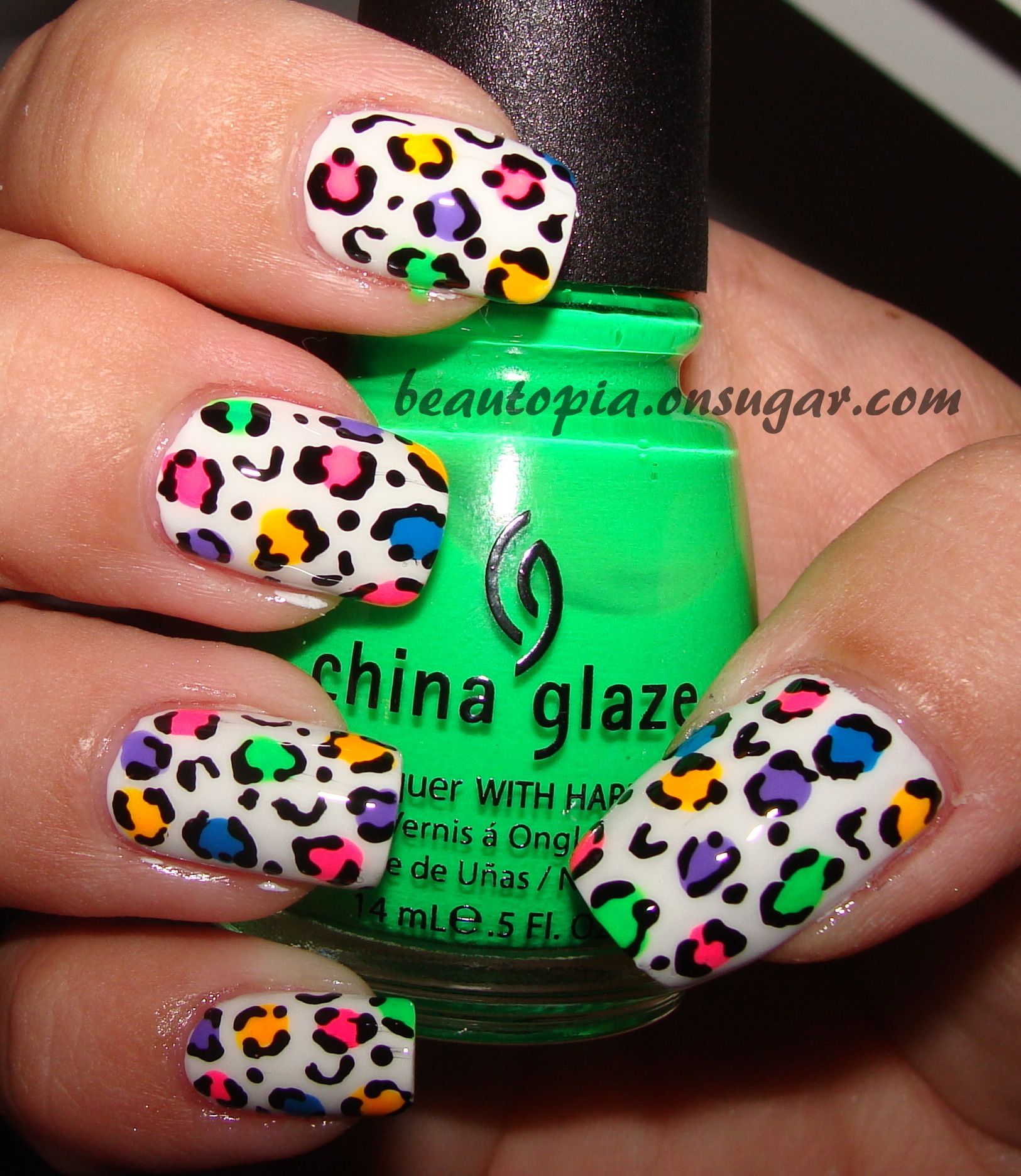 Detail Rainbow Cheetah Print Nails Nomer 4