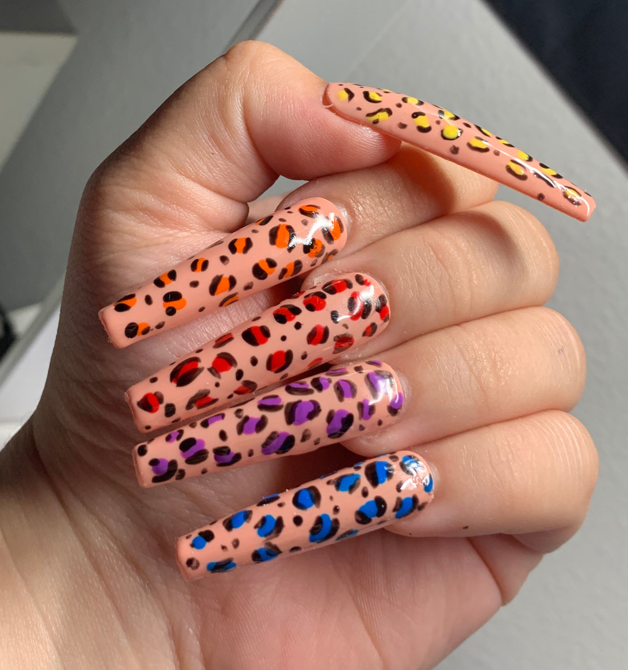 Detail Rainbow Cheetah Print Nails Nomer 29