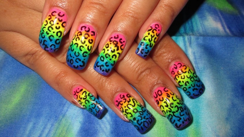 Detail Rainbow Cheetah Print Nails Nomer 34