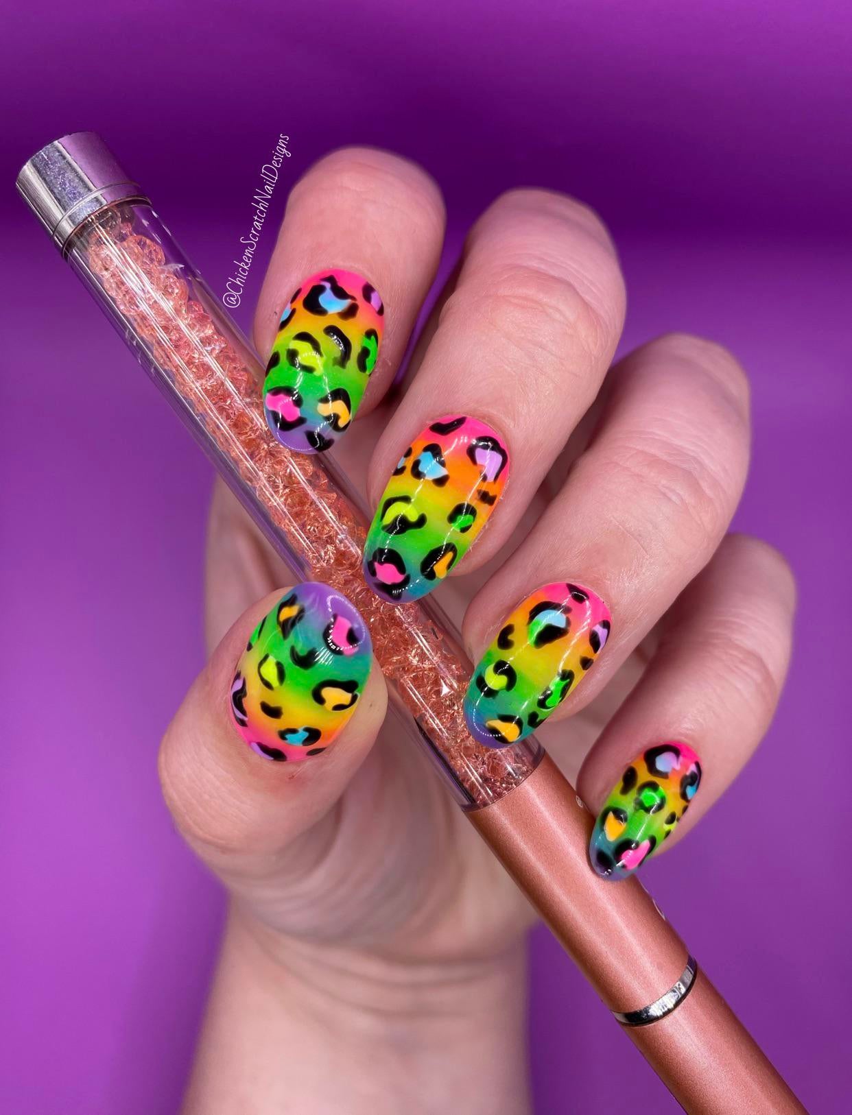 Detail Rainbow Cheetah Print Nails Nomer 38