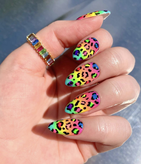 Detail Rainbow Cheetah Print Nails Nomer 44