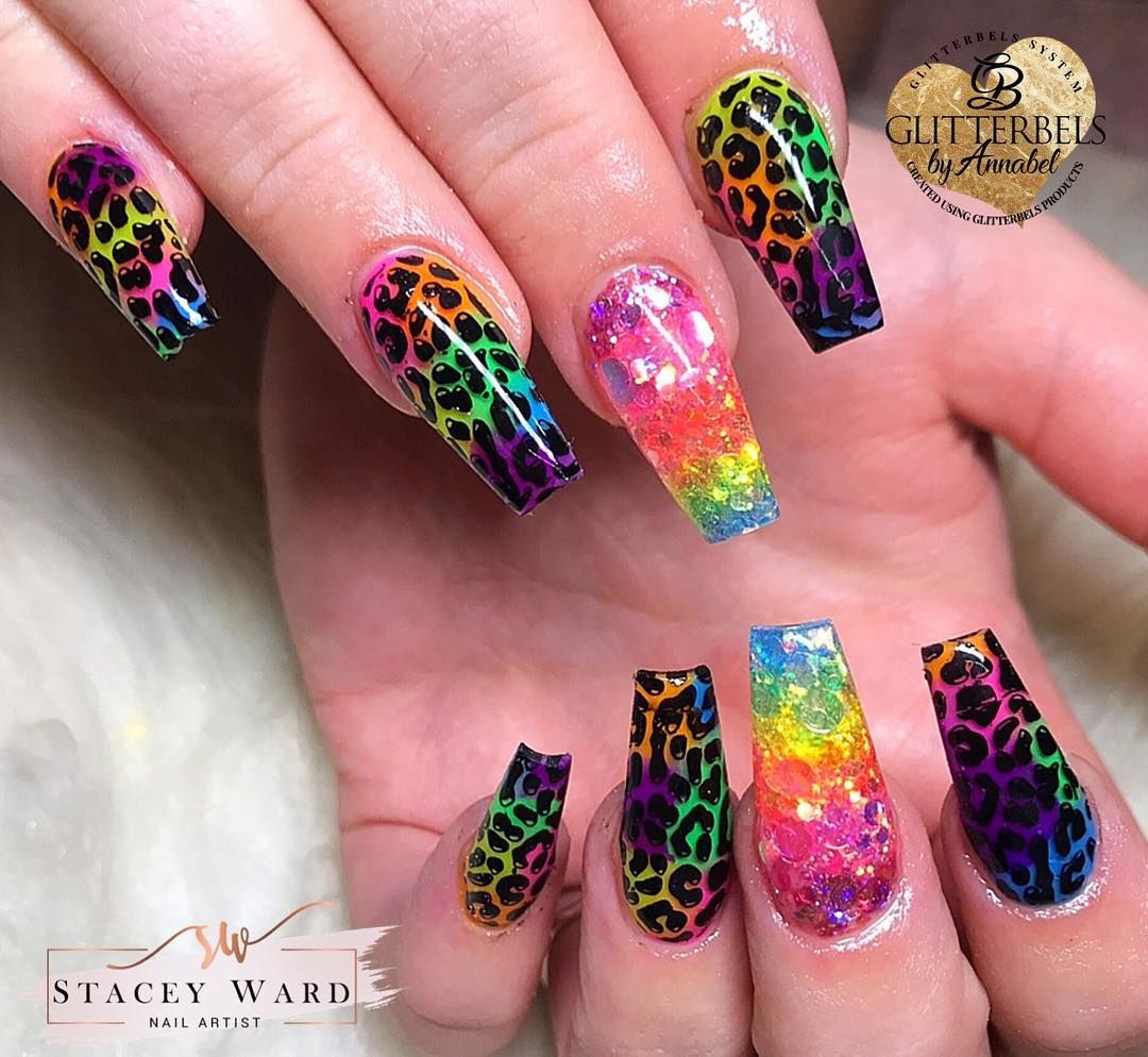 Detail Rainbow Cheetah Print Nails Nomer 8