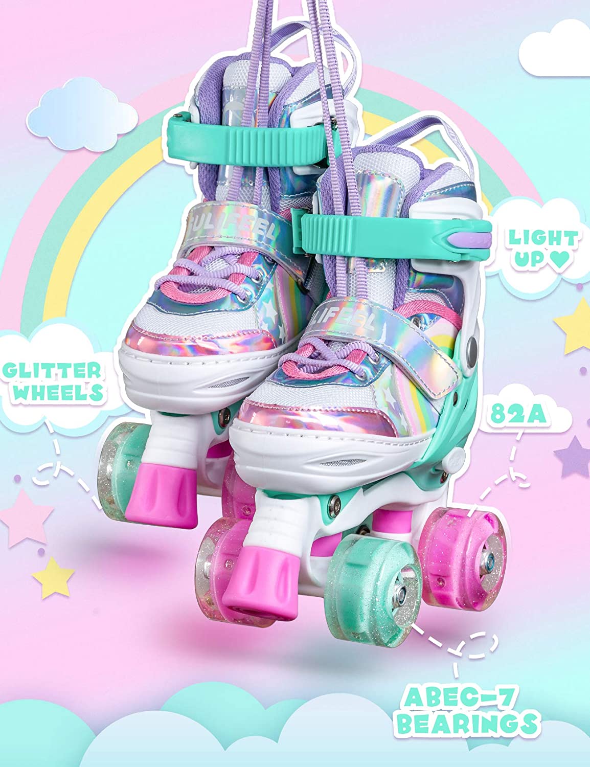 Detail Rainbow Unicorn Roller Skates Nomer 7