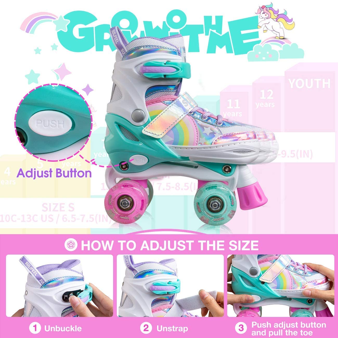 Detail Rainbow Unicorn Roller Skates Nomer 10