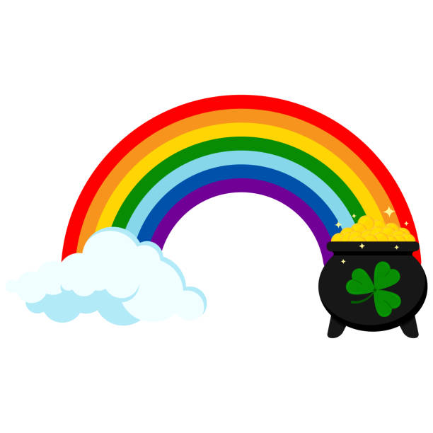 Rainbow With Pot Of Gold Clipart - KibrisPDR