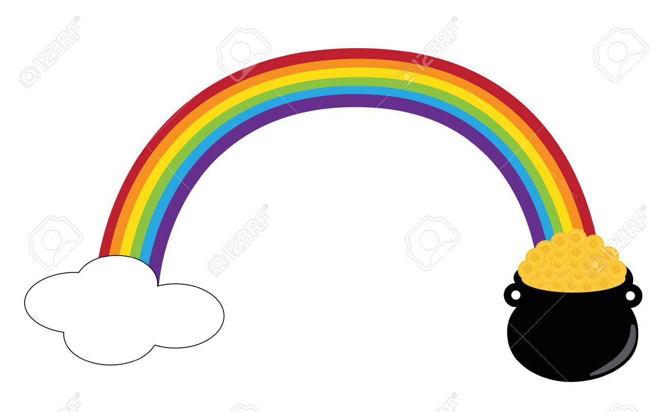 Detail Rainbow With Pot Of Gold Clipart Nomer 7