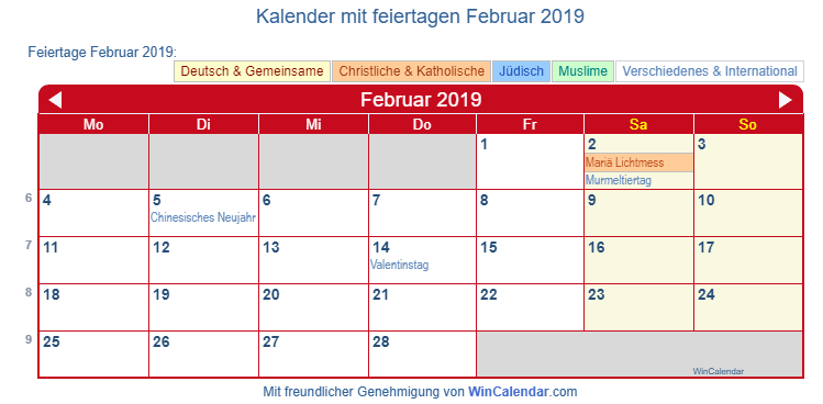 Detail Kalender Februar 2019 Nomer 2