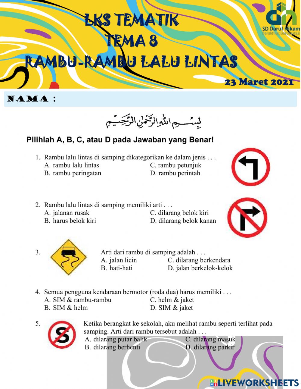 Detail Rambu Lalu Lintas Jalan Licin Nomer 20