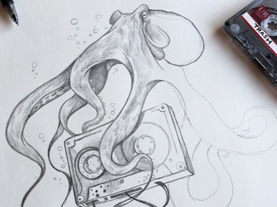 Detail Realistic Pencil Octopus Drawing Nomer 47